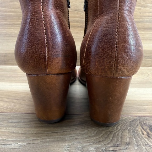 KORK EASE Wedge Chandra Booties Womens 8.5 M Cognac Leather Zip - Picture 7 of 11